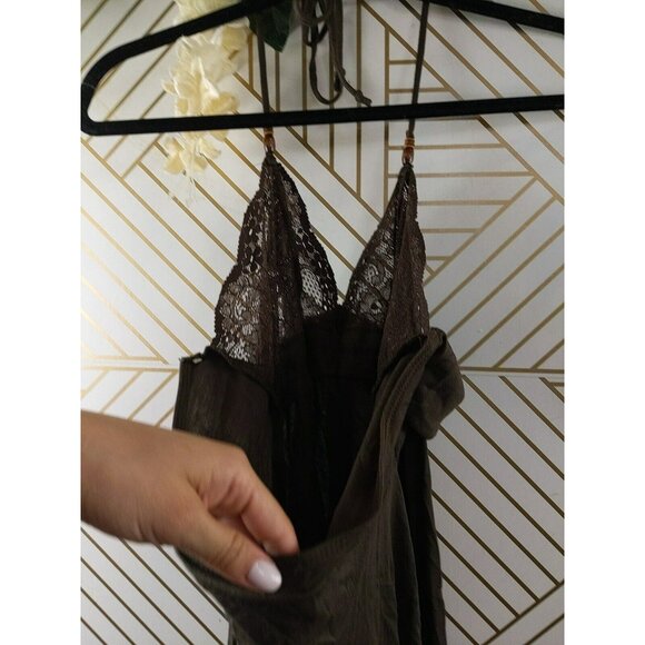 GUESS Women's Brown Halter Neck Top Tank Boho Beaded Drape Flowy Size M NEW - Picture 10 of 11